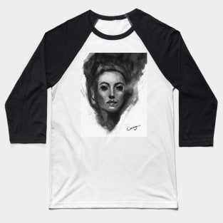 Charcoal Woman Face sketch Baseball T-Shirt